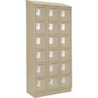 Clean Line Lockerette , 6 -tier, Bank of 3, 36" x 18" x 82", Steel, Beige, Rivet (Assembled) Moffatt Supply & Specialties
