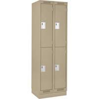 Clean Line Lockers, 2 -tier, Bank of 2, 24" x 18" x 76", Steel, Beige, Rivet (Assembled) Moffatt Supply & Specialties
