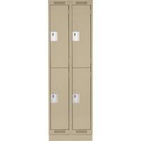 Clean Line Lockers, 2 -tier, Bank of 2, 24" x 18" x 76", Steel, Beige, Rivet (Assembled) Moffatt Supply & Specialties