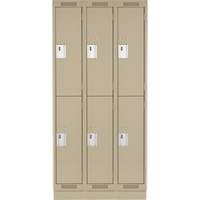 Clean Line Lockers, 2 -tier, Bank of 3, 36" x 18" x 76", Steel, Beige, Rivet (Assembled) Moffatt Supply & Specialties