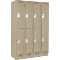 Clean Line Lockers, 2 -tier, Bank of 4, 48" x 18" x 76", Steel, Beige, Rivet (Assembled) Moffatt Supply & Specialties