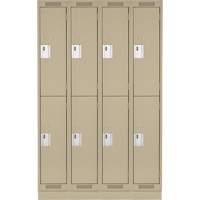 Clean Line Lockers, 2 -tier, Bank of 4, 48" x 18" x 76", Steel, Beige, Rivet (Assembled) Moffatt Supply & Specialties