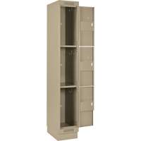 Clean Line Lockers, 3 -tier, Bank of 4, 48" x 18" x 76", Steel, Beige, Rivet (Assembled) Moffatt Supply & Specialties