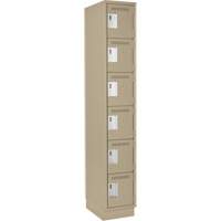 Clean Line Lockerette, 6 -tier, 12" x 18" x 76", Steel, Beige, Rivet (Assembled) Moffatt Supply & Specialties