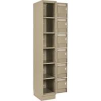 Clean Line Lockerette, 6 -tier, Bank of 4, 48" x 18" x 76", Steel, Beige, Rivet (Assembled) Moffatt Supply & Specialties