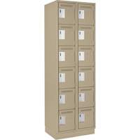Clean Line Lockerette, 6 -tier, Bank of 2, 24" x 18" x 76", Steel, Beige, Rivet (Assembled) Moffatt Supply & Specialties