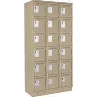 Clean Line Lockerette, 6 -tier, Bank of 3, 36" x 18" x 76", Steel, Beige, Rivet (Assembled) Moffatt Supply & Specialties