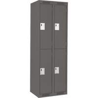 Clean Line Lockers, 2 -tier, Bank of 2, 24" x 18" x 72", Steel, Charcoal, Rivet (Assembled) Moffatt Supply & Specialties