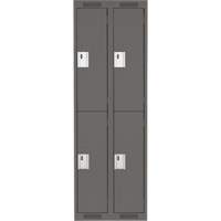 Clean Line Lockers, 2 -tier, Bank of 2, 24" x 18" x 72", Steel, Charcoal, Rivet (Assembled) Moffatt Supply & Specialties