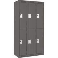 Clean Line Lockers, 2 -tier, Bank of 3, 36" x 18" x 72", Steel, Charcoal, Rivet (Assembled) Moffatt Supply & Specialties