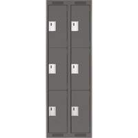 Clean Line Lockers, 3 -tier, Bank of 2, 24" x 18" x 72", Steel, Charcoal, Rivet (Assembled) Moffatt Supply & Specialties
