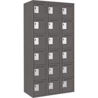Clean Line Lockerette, 6 -tier, Bank of 3, 36" x 18" x 72", Steel, Charcoal, Rivet (Assembled) Moffatt Supply & Specialties