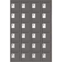 Clean Line Lockerette, 6 -tier, Bank of 4, 48" x 18" x 72", Steel, Charcoal, Rivet (Assembled) Moffatt Supply & Specialties