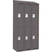 Clean Line Lockers, 2 -tier, Bank of 3, 36" x 18" x 78", Steel, Charcoal, Rivet (Assembled) Moffatt Supply & Specialties