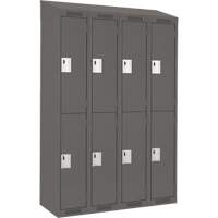 Clean Line Lockers, 2 -tier, Bank of 4, 48" x 18" x 78", Steel, Charcoal, Rivet (Assembled) Moffatt Supply & Specialties