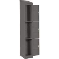 Clean Line Lockers, 3 -tier, Bank of 4, 48" x 18" x 78", Steel, Charcoal, Rivet (Assembled) Moffatt Supply & Specialties