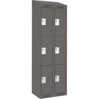 Clean Line Lockers, 3 -tier, Bank of 2, 24" x 18" x 78", Steel, Charcoal, Rivet (Assembled) Moffatt Supply & Specialties