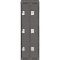 Clean Line Lockers, 3 -tier, Bank of 2, 24" x 18" x 78", Steel, Charcoal, Rivet (Assembled) Moffatt Supply & Specialties