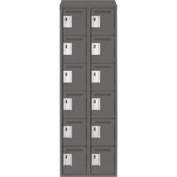 Clean Line Lockerette, 6 -tier, Bank of 2, 24" x 18" x 78", Steel, Charcoal, Rivet (Assembled) Moffatt Supply & Specialties