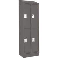 Clean Line Lockers, 2 -tier, Bank of 2, 24" x 18" x 82", Steel, Charcoal, Rivet (Assembled) Moffatt Supply & Specialties