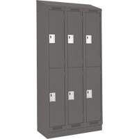 Clean Line Lockers, 2 -tier, Bank of 3, 36" x 18" x 82", Steel, Charcoal, Rivet (Assembled) Moffatt Supply & Specialties