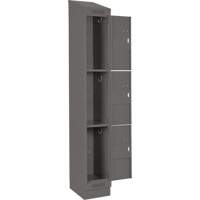 Clean Line Lockers, 3 -tier, Bank of 4, 48" x 18" x 82", Steel, Charcoal, Rivet (Assembled) Moffatt Supply & Specialties