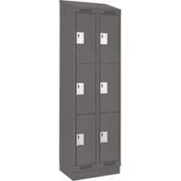 Clean Line Lockers, 3 -tier, Bank of 2, 24" x 18" x 82", Steel, Charcoal, Rivet (Assembled) Moffatt Supply & Specialties