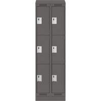 Clean Line Lockers, 3 -tier, Bank of 2, 24" x 18" x 82", Steel, Charcoal, Rivet (Assembled) Moffatt Supply & Specialties