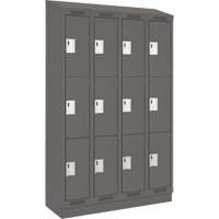 Clean Line Lockers, 3 -tier, Bank of 4, 48" x 18" x 82", Steel, Charcoal, Rivet (Assembled) Moffatt Supply & Specialties