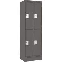 Clean Line Lockers, 2 -tier, Bank of 2, 24" x 18" x 76", Steel, Charcoal, Rivet (Assembled) Moffatt Supply & Specialties