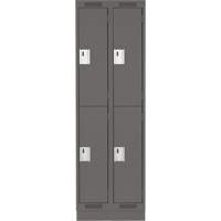 Clean Line Lockers, 2 -tier, Bank of 2, 24" x 18" x 76", Steel, Charcoal, Rivet (Assembled) Moffatt Supply & Specialties