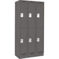 Clean Line Lockers, 2 -tier, Bank of 3, 36" x 18" x 76", Steel, Charcoal, Rivet (Assembled) Moffatt Supply & Specialties