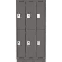 Clean Line Lockers, 2 -tier, Bank of 3, 36" x 18" x 76", Steel, Charcoal, Rivet (Assembled) Moffatt Supply & Specialties