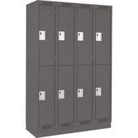 Clean Line Lockers, 2 -tier, Bank of 4, 48" x 18" x 76", Steel, Charcoal, Rivet (Assembled) Moffatt Supply & Specialties