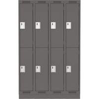 Clean Line Lockers, 2 -tier, Bank of 4, 48" x 18" x 76", Steel, Charcoal, Rivet (Assembled) Moffatt Supply & Specialties