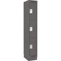 Clean Line Lockers, 3 -tier, 12" x 18" x 76", Steel, Charcoal, Rivet (Assembled) Moffatt Supply & Specialties