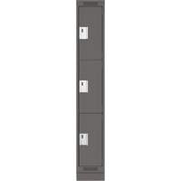 Clean Line Lockers, 3 -tier, 12" x 18" x 76", Steel, Charcoal, Rivet (Assembled) Moffatt Supply & Specialties