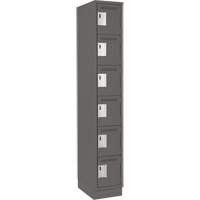 Clean Line Lockerette, 6 -tier, 12" x 18" x 76", Steel, Charcoal, Rivet (Assembled) Moffatt Supply & Specialties