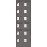 Clean Line Lockerette, 6 -tier, Bank of 2, 24" x 18" x 76", Steel, Charcoal, Rivet (Assembled) Moffatt Supply & Specialties