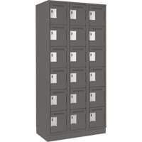 Clean Line Lockerette, 6 -tier, Bank of 3, 36" x 18" x 76", Steel, Charcoal, Rivet (Assembled) Moffatt Supply & Specialties