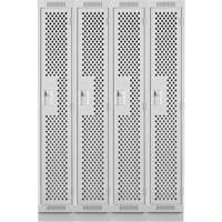 Clean Line Lockers, Bank of 4, 48" x 15" x 76", Steel, Grey, Rivet (Assembled), Perforated Moffatt Supply & Specialties