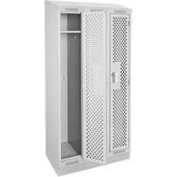 Clean Line Lockers, Bank of 3, 36" x 18" x 82", Steel, Grey, Rivet (Assembled), Perforated Moffatt Supply & Specialties