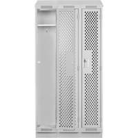 Clean Line Lockers, Bank of 3, 36" x 18" x 82", Steel, Grey, Rivet (Assembled), Perforated Moffatt Supply & Specialties