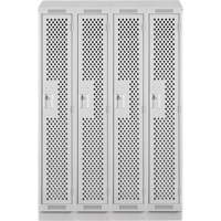 Clean Line Lockers, Bank of 4, 48" x 18" x 82", Steel, Grey, Rivet (Assembled), Perforated Moffatt Supply & Specialties