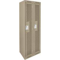 Clean Line Lockers, Bank of 2, 24" x 12" x 72", Steel, Beige, Rivet (Assembled), Perforated Moffatt Supply & Specialties