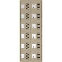 Assembled Lockerettes Clean Line Perforated Economy Lockers, 6 -tier, Bank of 2, 18" x 72" x 12", Steel Moffatt Supply & Specialties