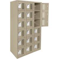 Assembled Lockerettes Clean Line Perforated Economy Lockers, 6 -tier, Bank of 3, 18" x 72" x 12", Steel Moffatt Supply & Specialties