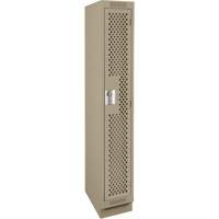 Clean Line Lockers, 12" x 15" x 76", Steel, Beige, Rivet (Assembled), Perforated Moffatt Supply & Specialties
