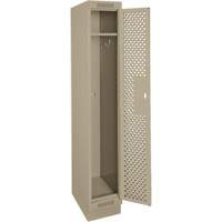 Clean Line Lockers, 12" x 15" x 76", Steel, Beige, Rivet (Assembled), Perforated Moffatt Supply & Specialties