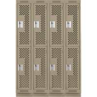 Clean Line Lockers, 2 -tier, Bank of 4, 48" x 18" x 76", Steel, Beige, Rivet (Assembled), Perforated Moffatt Supply & Specialties